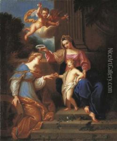 Le Mariage Mystique De Sainte Catherine Oil Painting - Bon De Boulogne