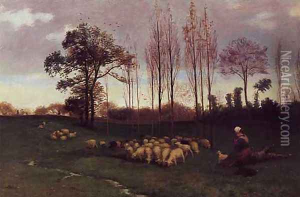 Return of the Flock Oil Painting - Paul Peel
