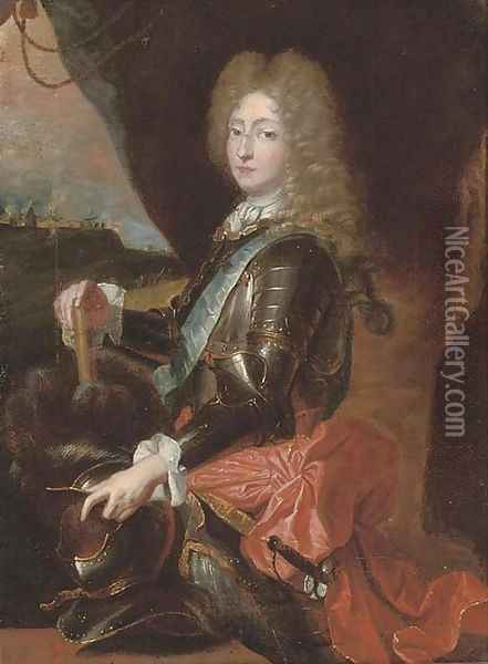 Portrait of a gentleman, traditionally identified as Prince Eugene of Savoy (1663-1736) Oil Painting - Hyacinthe Rigaud