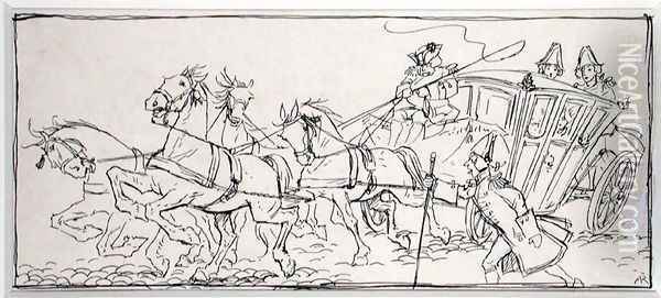What makes the coach so heavy to-day, illustration from The Ingoldsby Legends, or Mirth and Marvels, by Thomas Ingoldsby, published 1898 Oil Painting - Arthur Rackham