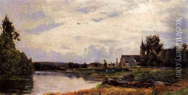 Paysage Fluvial Oil Painting - Hippolyte Camille Delpy