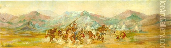 The Indian War Dance Oil Painting - Charles Marion Russell