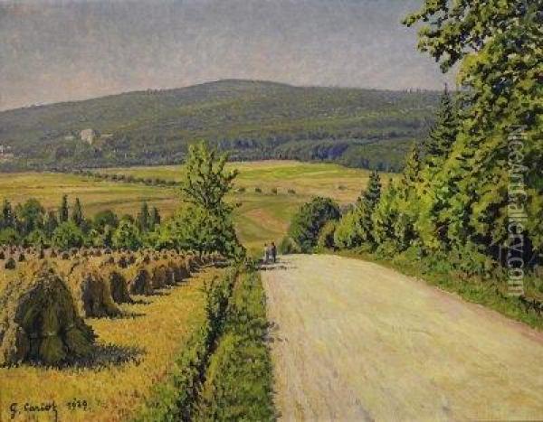 Summerday In The Country. Signed And Dated Lower Left: G. Cariot 1929 Oil Painting - Gustave Cariot