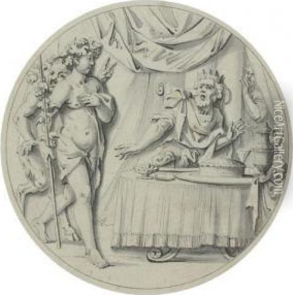 Dionysius And Silenus Oil Painting - Arent Van Bolten Van Zwolle