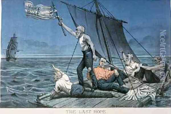 The Last Hope cartoon satirising Gladstones support of the Irish Home Rule Bill 1886 Oil Painting - Tom Merry