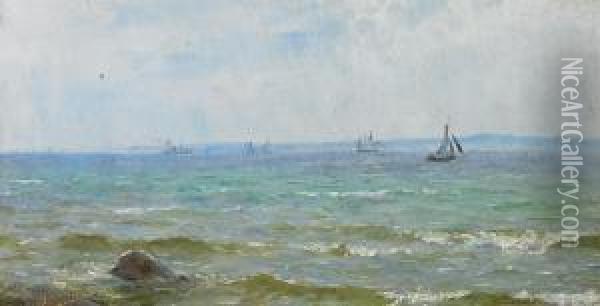 Ships At The Sea Oil Painting - Carl Martin Soya-Jensen