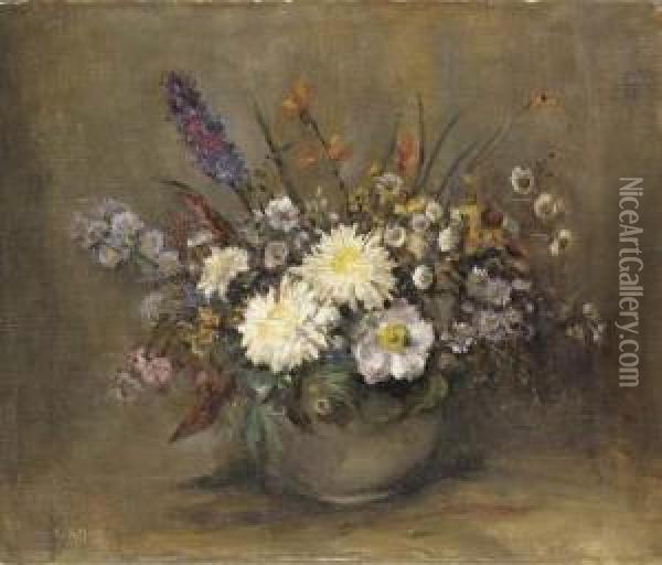 Still Life With Flowers In A Vase Oil Painting - Emily Murray Paterson