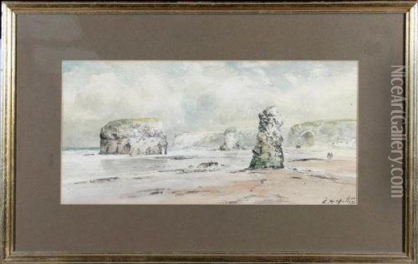 Marsden Beach Oil Painting - Thomas Swift Hutton