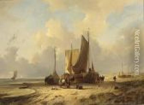 Return Of The Fishing Boats Oil Painting - Remigius Adriannus van Haanen