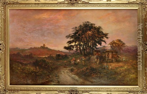 A Gypsy Encampment At Evening Oil Painting - John Wilton Adcock
