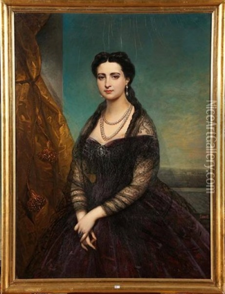 Portrait D'une Dame De Qualite Oil Painting - Joseph Desire Court