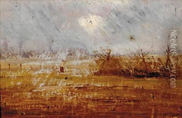 Windy Field In Autumn Oil Painting - William Baylies