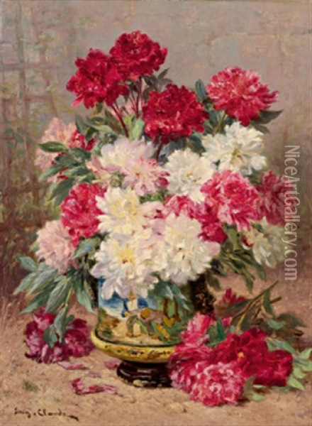 Pfingstrosenstraus In Einer Vase Oil Painting - Eugene Claude