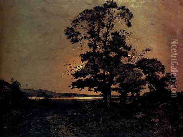 Moonlight On The Loire Oil Painting - Henri-Joseph Harpignies