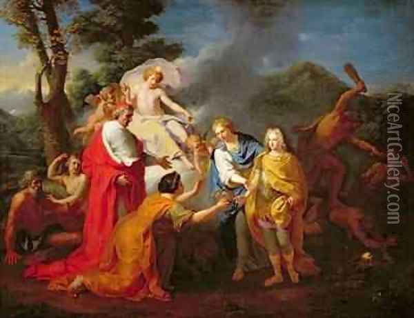 Allegory of the Recognition of Philippe de France 1683-1746 Duke of Anjou as King of Spain Oil Painting - Henri Antoine de Favanne