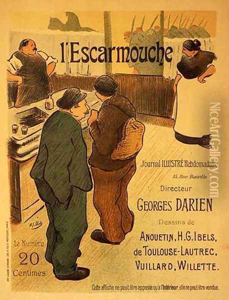 Reproduction of a poster advertising LEscarmouche a weekly illustrated journal Oil Painting - Henri-Gabriel Ibels