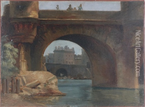 Vue Du Pont Neuf Oil Painting - Jean-Baptiste Cazin