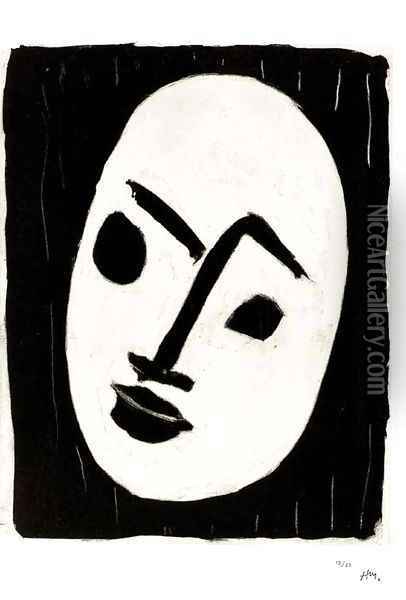Masque blanc sur fond noir Oil Painting - Henri Matisse