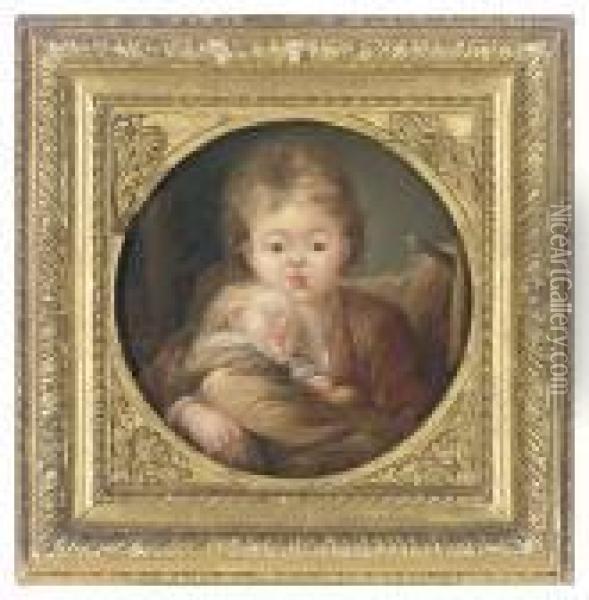 Portrait Of A Child, Holding A Baby Oil Painting - Francois-Bernard Lepicie