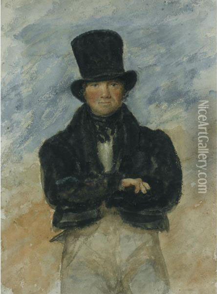Study Of A Gentleman Wearing A Top Hat Oil Painting - Thomas Heaphy