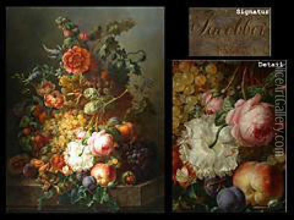 Stilleben Mit Blume Und Fruchten Oil Painting - Moise Jacobber