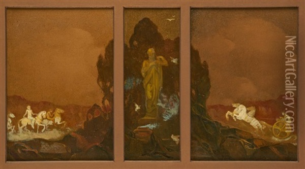 Scene Symboliste (triptyque) Oil Painting - Jan Frans De Boever