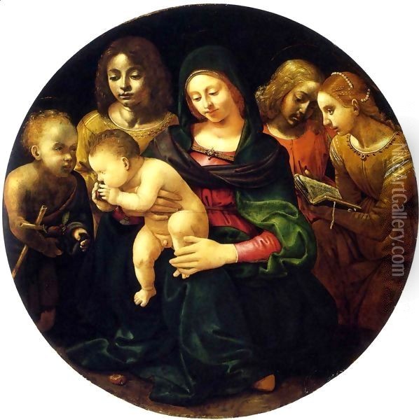 Madonna and Child with Saints and Angels Oil Painting - Piero Di Cosimo