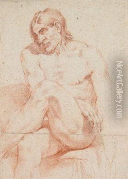 Werkstatt/studio Aktstudie Eines Sitzenden Mannes Oil Painting - Carlo Maratta or Maratti
