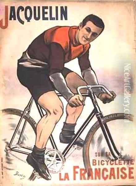 Poster advertising Edmond Jacquelin (1875-1928) on cycle 'La Francaise' Oil Painting - Burty