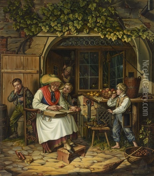 Die Schlafende Grosmutter Oil Painting - Friedrich Hohbach