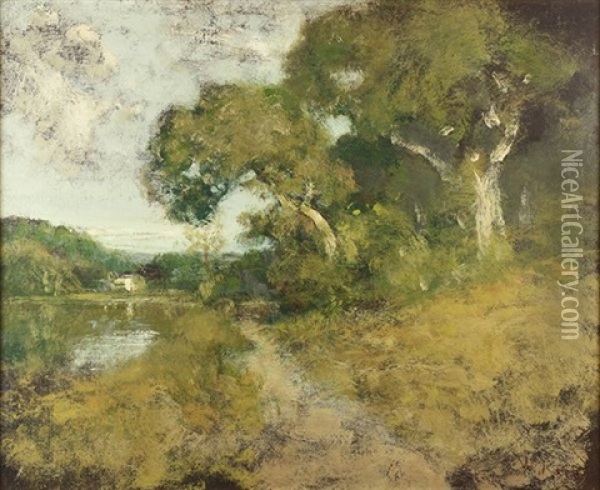 House Across The Lake Oil Painting - William Keith