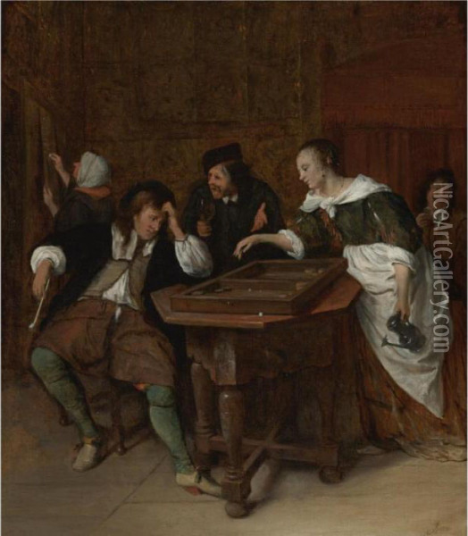 The Tric-trac Players Oil Painting - Jan Steen