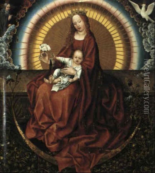 Vierge A L'enfant Tenant Une Fleur Oil Painting - Robert Campin