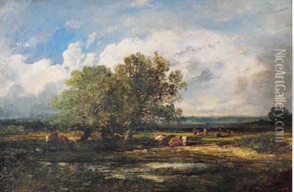 Troupeau De Vaches A La Mare Oil Painting - Leon Victor Dupre
