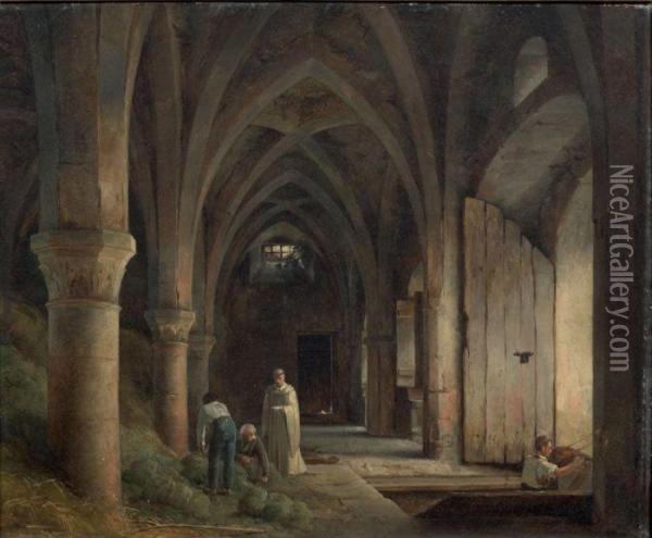 Un Cellier Dans Les Ruines D'une Abbaye Oil Painting - Robert Leopold Leprince