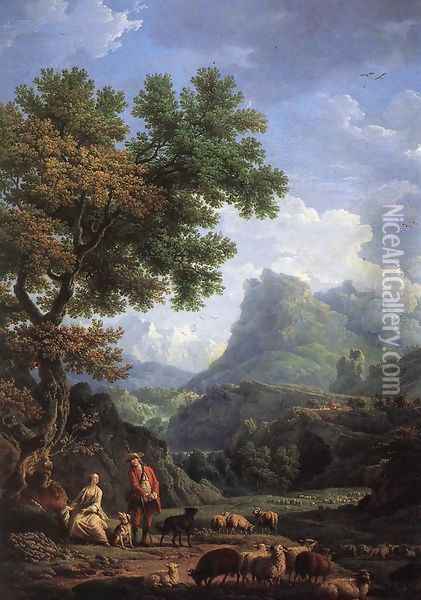 Shepherd in the Alps Oil Painting - Claude-joseph Vernet
