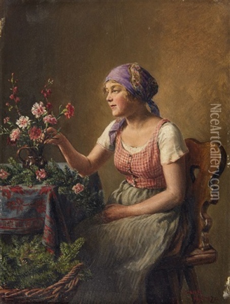 The Flower Girl Oil Painting - Hans Hamza