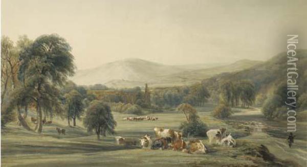 A View Of Bolton Abbey, Yorkshire Oil Painting - Peter de Wint