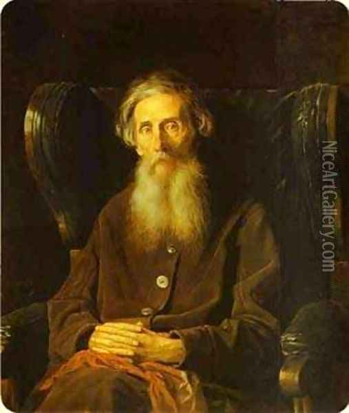 Portrait Of The Author Vladimir Dahl 1872 Oil Painting - Vasily Perov