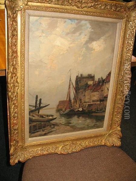 Dutch Waterway Oil Painting - James Campbell Noble