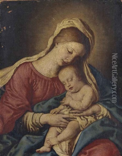 Vierge A L'enfant Oil Painting - Giovanni Battista Salvi (Il Sassoferrato)