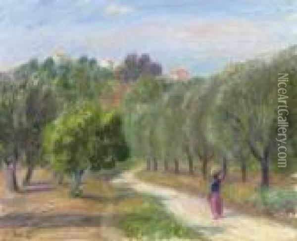 Road Near Cannes Oil Painting - William Glackens