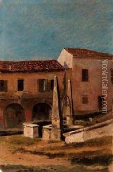 Borgo Oil Painting - Luigi Querena