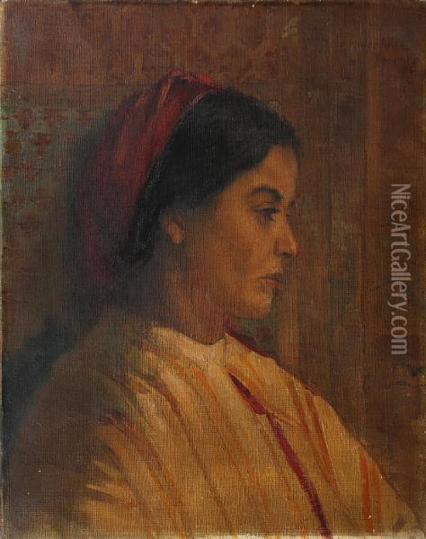 A Tangiers Woman - A Sketch Oil Painting - Joseph Milner Kite