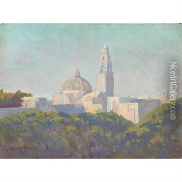 Distant View Of Buildings, Panama-california Exposition, San Diego Oil Painting - Maurice Braun
