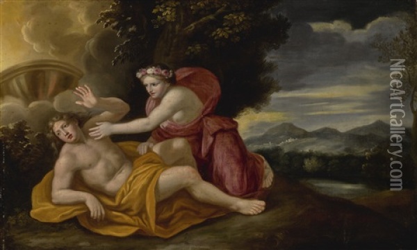 Venus And Adonis Oil Painting - Nicolas Colombel