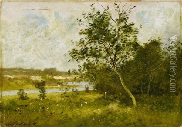 Franzosische Flusslandschaft Oil Painting - Leon Richet