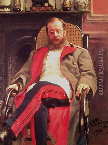 Portrait of Zesar Kjui (1835-1918), 1890 Oil Painting - Ilya Efimovich Efimovich Repin