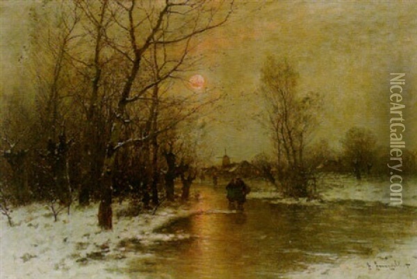 Winter Am Niederrhein Oil Painting - Johann Jungblut