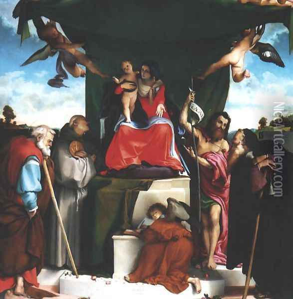 San Bernardino Altarpiece Oil Painting - Lorenzo Lotto